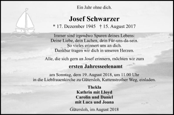 Traueranzeige von Josef Schwarzer von Die Glocke