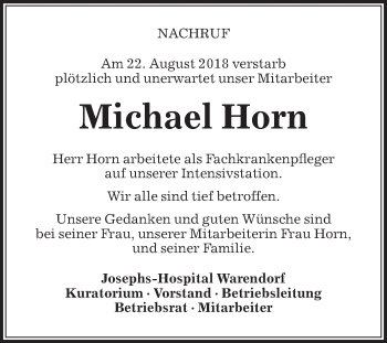 Traueranzeige von Michael Horn von Die Glocke