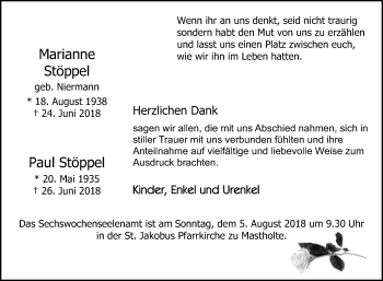 Traueranzeige von Paul Stöppel von Die Glocke