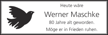 Traueranzeige von Werner Maschke von Die Glocke