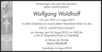 Traueranzeige von Wolfgang Waldhoff von Die Glocke