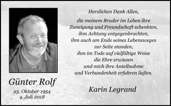 Traueranzeige von Günter Rolf von Die Glocke