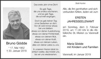 Traueranzeige von Bruno Gödde von Die Glocke