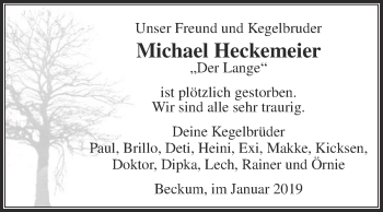 Traueranzeige von Michael Heckemeier von Die Glocke