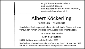 Traueranzeige von Albert Köckerling von Die Glocke