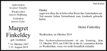 Traueranzeige von Heinz Finkeldey von Die Glocke