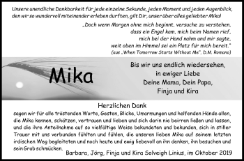 Traueranzeige von Mika  von Die Glocke
