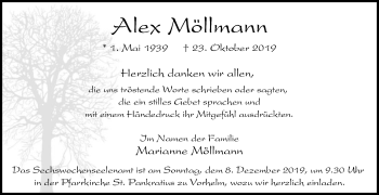 Traueranzeige von Alex Möllmann von Die Glocke