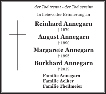 Traueranzeige von Burkhard Annegarn von Die Glocke