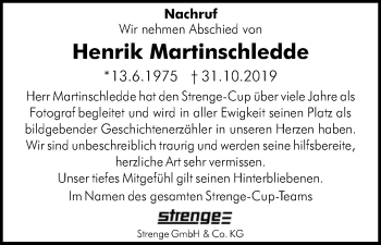 Traueranzeige von Henrik Martinschledde von Die Glocke