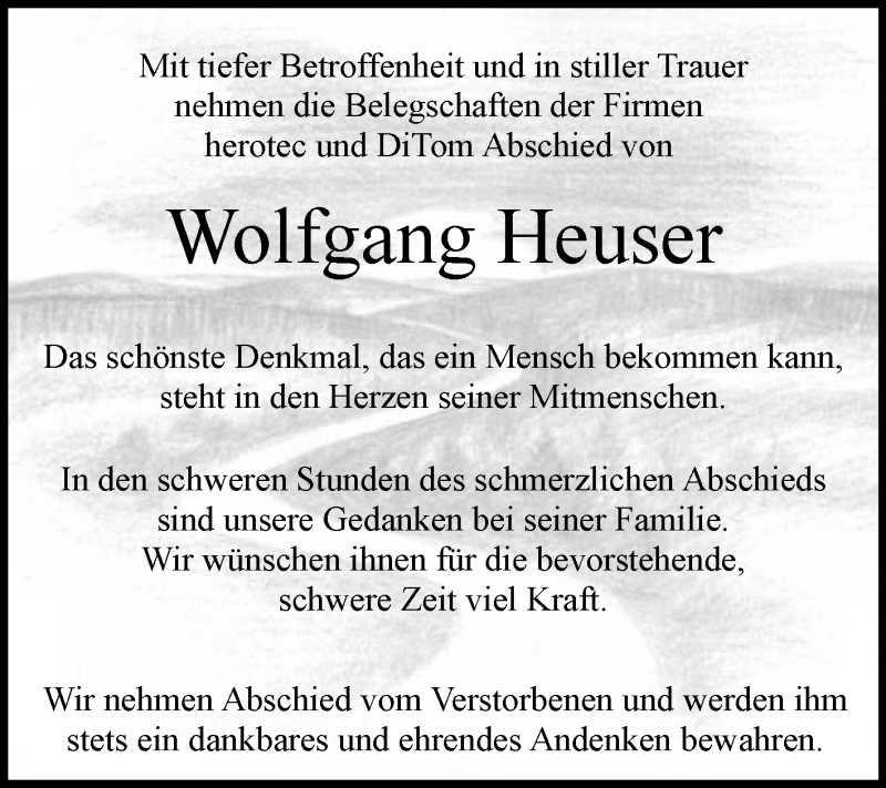  Traueranzeige für Wolfgang Heuser vom 30.11.2019 aus Die Glocke