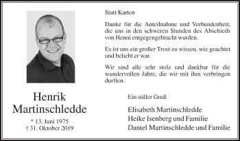Traueranzeige von Henrik Martinschledde von Die Glocke