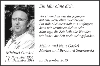 Traueranzeige von Michael Gockel von Die Glocke