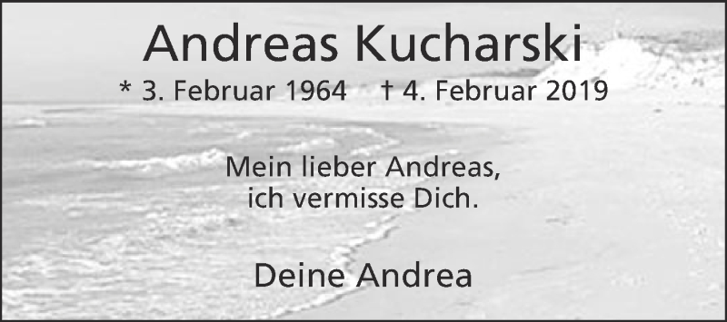  Traueranzeige für Andreas Kucharski vom 08.02.2019 aus Die Glocke
