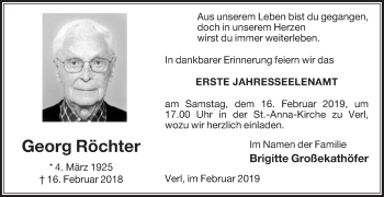 Traueranzeige von Georg Röchter von Die Glocke