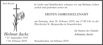 Traueranzeige von Helmut Jacke von Die Glocke