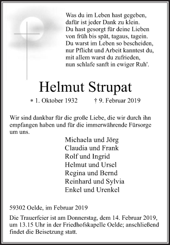 Traueranzeige von Helmut Strupat von Die Glocke