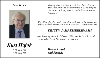 Traueranzeige von Kurt Hajok von Die Glocke