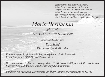 Traueranzeige von Maria Bernachia von Die Glocke