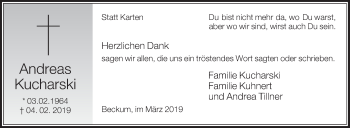 Traueranzeige von Andreas Kucharski von Die Glocke