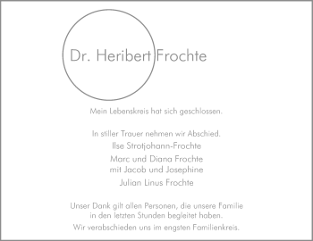 Traueranzeige von Heribert Frochte von Die Glocke