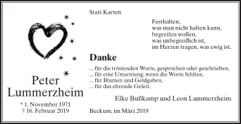 Traueranzeige von Peter Lummerzheim von Die Glocke