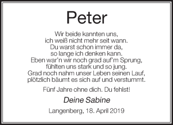 Traueranzeige von Peter  von Die Glocke