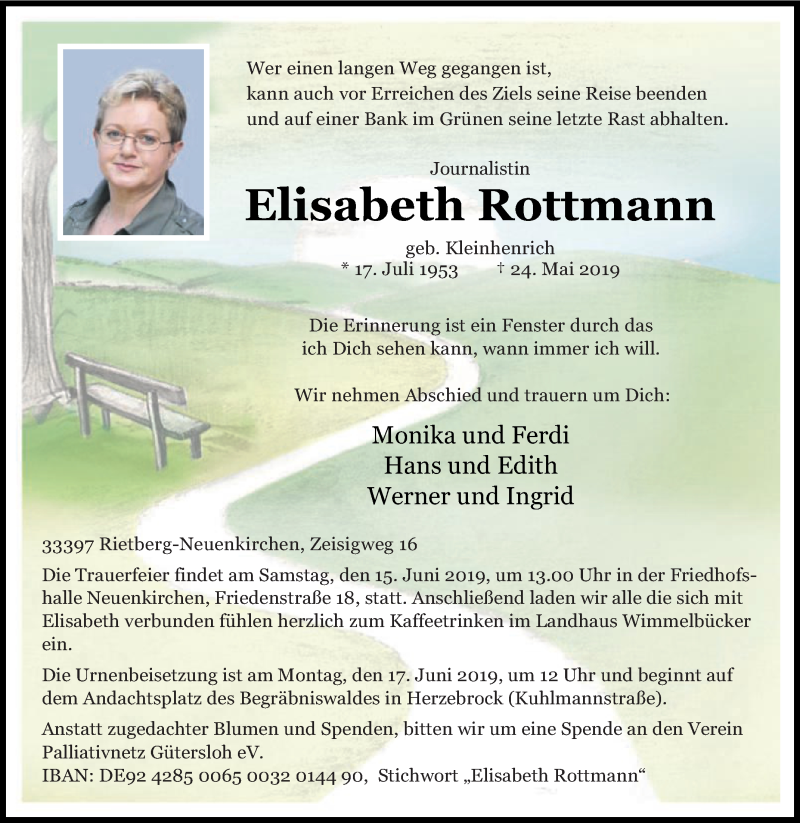  Traueranzeige für Elisabeth Rottmann vom 30.05.2019 aus Die Glocke
