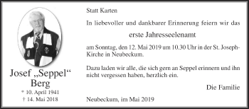 Traueranzeige von Josef Berg von Die Glocke