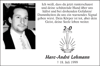 Traueranzeige von Marc-André Lohmann von Die Glocke