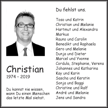 Traueranzeige von Christian  von Die Glocke