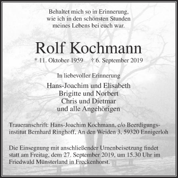 Traueranzeige von Rolf Kochmann von Die Glocke