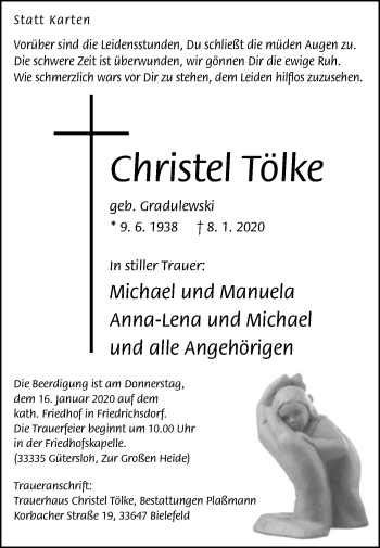 Traueranzeige von Christel Tölke von Die Glocke