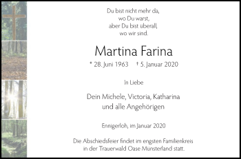 Traueranzeige von Martina Farina von Die Glocke