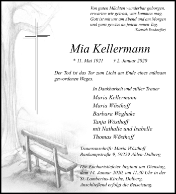 Traueranzeige von Mia Kellermann von Die Glocke