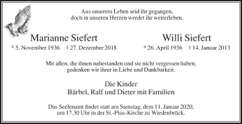 Traueranzeige von Willi Siefert von Die Glocke