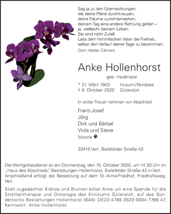 Traueranzeige von Anke Hollenhorst von Die Glocke