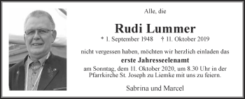 Traueranzeige von Rudi Lummer von Die Glocke