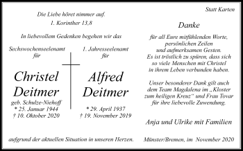 Traueranzeige von Alfred Deitmer von Die Glocke