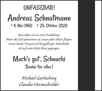 Traueranzeige von Andreas Schnatmann von Die Glocke