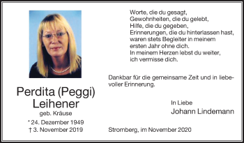 Traueranzeige von Perdita Leihener von Die Glocke