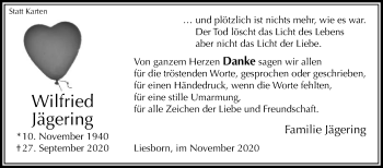 Traueranzeige von Wilfried Jägering von Die Glocke