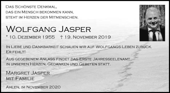 Traueranzeige von Wolfgang Jasper von Die Glocke