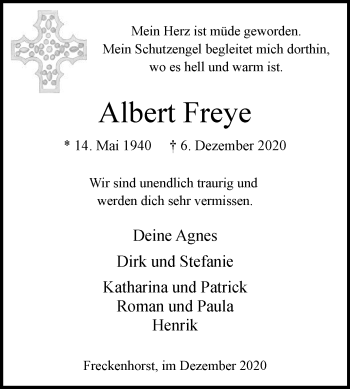 Traueranzeige von Albert Freye von Die Glocke