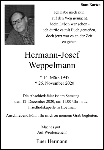 Traueranzeige von Euer Hermann von Die Glocke
