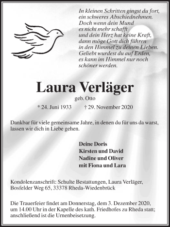 Traueranzeige von Laura Verläger von Die Glocke