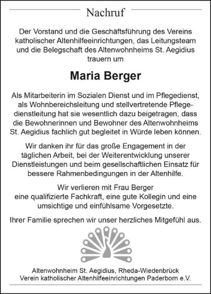 Traueranzeigen Von Maria Berger Trauerdie Glockede 