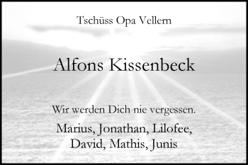 Traueranzeige von Alfons Kissenbeck von Die Glocke