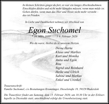 Traueranzeige von Egon Suchomel von Die Glocke
