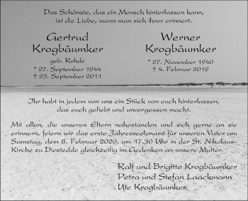 Traueranzeige von Gertrud Krogbäumker von Die Glocke